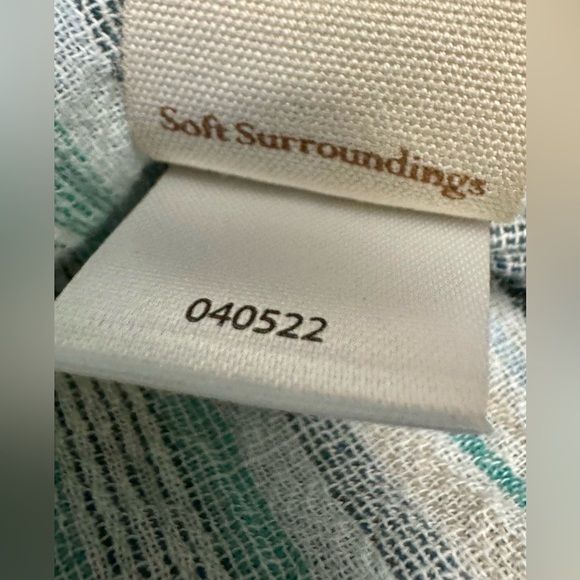 Soft Surroundings Embelia Cotton Tunic Top green Multi Stripe Size Extra Large - Picture 6 of 14